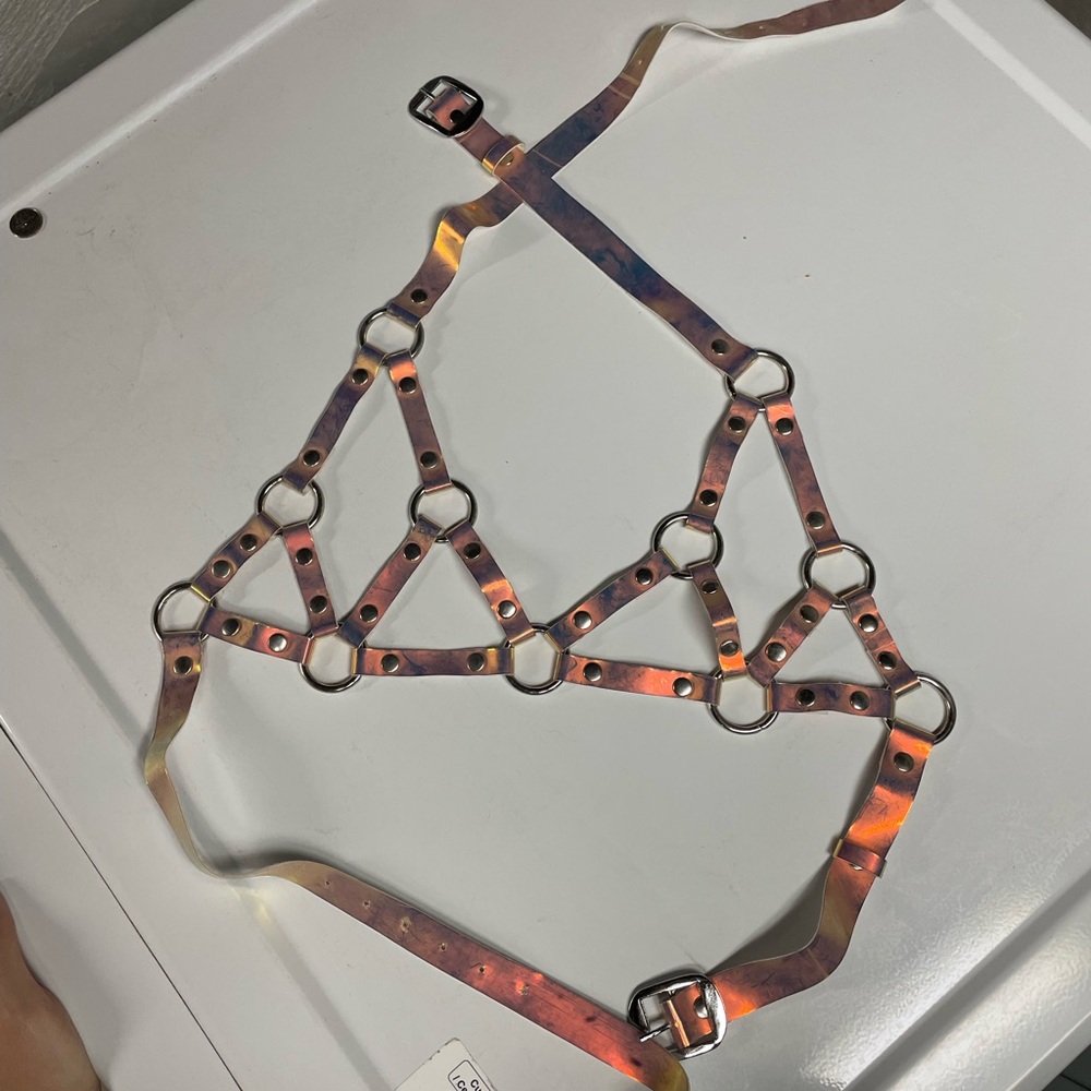 Unique Strappy Harness with Metal Rings